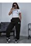 Women's Ny Printed Baby Tee Combed Cotton Crop and Sweatpants - Two Piece Sweatsuit Set