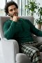 Green Stylish Men's Long Sleeve Pajama Set