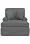 Chaise Lounge with Skirt with Cushion 3 pcs Dark Grey Fabric - 2