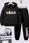 Labubu Printed Children's Premium Sweatshirt Set 2-Piece Set Hoodie Bottom Top Set