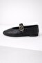 Women's Black Banded Buckle Knitted Patterned Ballerina Ballet Byndbttg01 - 4