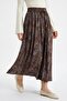 Shawl Pattern Lined Brown Skirt - 2