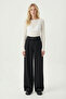 Pleated Belted Stretch Knit Trousers Lcr0104 Black