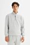 Regular Fit Normal Cut Hooded Zipper Detail Gray Melange Sweatshirt