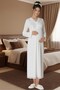 Women's Ecru Lace Button Detailed Special Design Long Sleeve Maternity Nightgown - 6