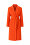 Double-Breasted Women's Orange Coat with Collar and Belt - 3