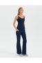 Women's Indigo Navy Blue Ecovero ™ Viscose Pencil, High Waist, Flare Pants with Pockets - 8