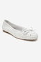 Women's Bow Flat Sole Ballerina Real Leather Zy 4055 White - 3