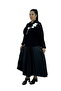 Plus Size Knitted Hollowed Out Floral Accessories Leather Pleated Skirt Three-Piece Women's Set - 6