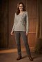 Women's Plus Size Stretch Fabric Crew Neck Stone Print Patterned Soft Sweater Mother Blouse - 4