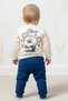 Rocha Baby Boy Ecru Navy Blue Teddy Bear Printed 2-Piece Set - Cotton Set with Front and Back Figures - 4