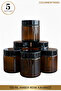 100 ml Amber Glass Jar - 5 Pieces - Cosmetic Set with Leakproof Gasket and Black Lid - 6