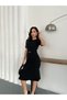 Women's Black Belt Detailed Thessaloniki Fabric Dress - 6