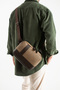 Canvas Faux Leather Crossbody Tablet Bag with Internal Organizer and Adjustable Strap Unisex - 3