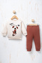 Rocha Baby Boy Ecru Cinnamon Dog Figured 2-Piece Set - Cotton Set with'Hav Hav' Embroidery - 4