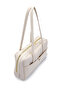 Leather Rocky Women's Shoulder Bag with Front Pocket Detail Cream - 4