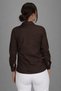 Women's Brown Stretch Fabric Long Sleeve Cotton Classic Shirt - 3