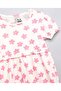 Floral Print A-Line Dress with Crew Neck and Puff Sleeves - 3