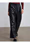 72230 Elastic Waist Faux Leather Trousers-Black - 3