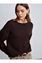 10854 Boat Neck Soft Textured Sweater-Brown