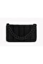 Women's Black Suede Chain Strap - Long Strap Hand and Shoulder Bag