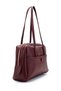 Leather Rocky Women's Shoulder Bag with Front Pocket Detail, Burgundy - 3