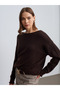 10854 Boat Neck Soft Textured Sweater-Brown - 3