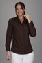 Women's Brown Stretch Fabric Long Sleeve Cotton Classic Shirt - 2