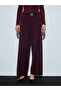 72244 Gold Button Wide Leg Trousers-Burgundy - 3