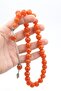 Sphere Cut Giant Size Maroon Orange Crimped Amber Prayer Beads - 5