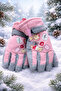 Kitti 4-9 Years Old Girls' Snow Skiing Winter Gloves Lined Cold-Proof Wind Water Repellent Reflective
