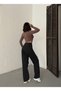 Black Knee-Laser-Cut Boyfriend Wide-Leg Jeans - 3