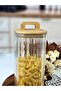 Square Line Striped Glass Jar 1500 ml Tkebt Transparent - 3