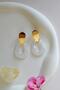 Vintage Ecru Acrylic Drop Earrings – Gold Steel Detail - 5