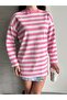 Women's Crew Neck Long Sleeve Striped Tunic - 3