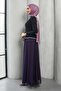 Purple Stone Detailed Design Evening Dress - 4