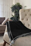Tasseled Shepherd Stitched Single Black Fleece Blanket |   150X180 cm - 3