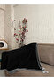 Tasseled Shepherd Stitched Single Black Fleece Blanket |   150X180 cm