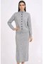 Women's Knitwear Set Turtleneck Buttoned Jacket Long Skirt Bottom Top Knitwear Set