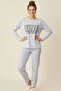 Luxury 100% Cotton Patterned Women's Pajama Set - Soft Textured Premium Comfortable Home Wear Set - 2