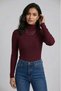 Women's Turtleneck Corded Fabric Knitwear Blouse Set of 3 – Claret Red• Black • Gray - 4