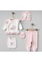 100% Cotton 5-Piece Cute Rabbit Patterned Newborn Baby Girl Hospital Discharge Bodysuit Set (Boxed) 0-3 Months - 4