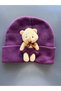 Children's Hat Stretchy Ribbed Beanie Plush Teddy Bear Detail Adult Boys Girls Unisex Bear Hat Beanie - 4