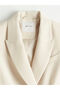 Beige Double-Breasted collar crepe women's blazer jacket - 8