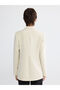 Beige Double-Breasted collar crepe women's blazer jacket - 5