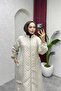 Women's Zipper Closure Full Length Quilted Coat - 5