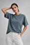 Women's Smoked 100% Cotton Oversized Basic T-Shirt – Comfortable Fit Relaxed Crew Neck T-Shirt - 4