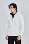 Men's Hooded Plain Zipper Cardigan - White - 2