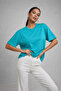 Women's Turquoise 100% Cotton Oversized Basic T-Shirt – Comfortable Fit Relaxed Crew Neck T-Shirt - 6