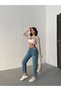 Tinted High Waist Full Fit Laser-Processed Mom Jeans - 4